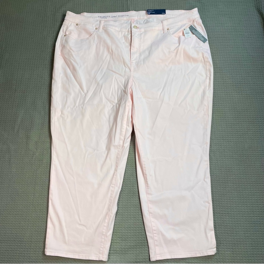 New Talbots Flawless Straight Crop Jeans 24W Pale Pink Slimming Stretch
